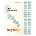 Heyhae Semi Cured Gel Nail Strips | No LED Lamp Needed | Blue, Valentines | Easy Apply & Remove, Salon Quality | Includes 28 Strips, 1 Prep Pads, Nail File & Wooden Stick - Hey, Baby Breeze