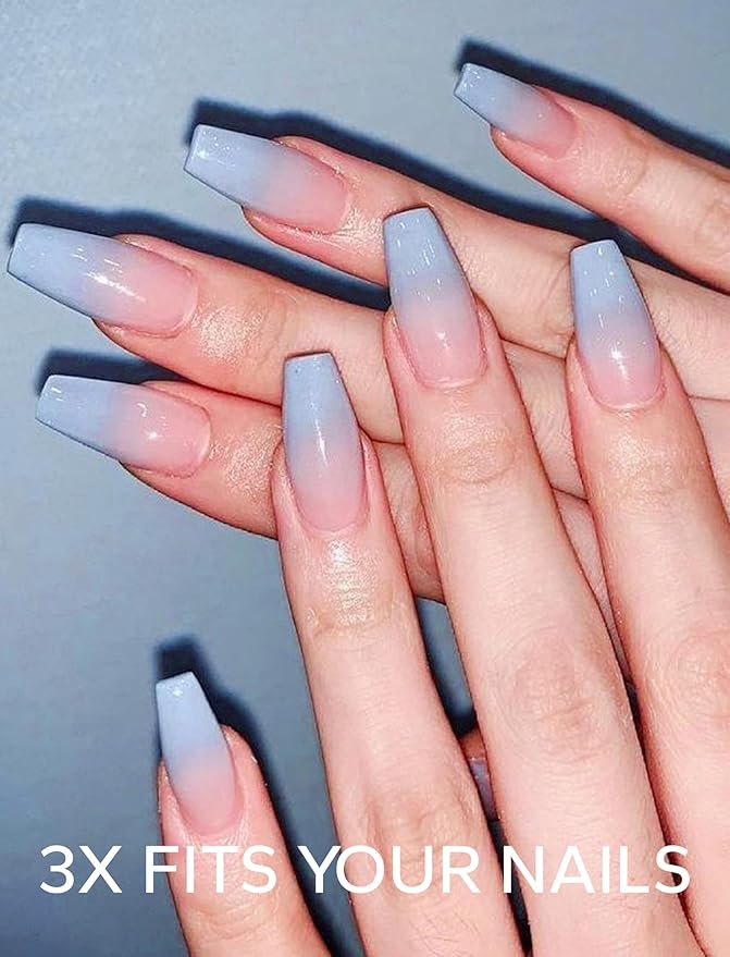 Nail Polish Strips – 32PCS UV Free Salon Quality Wraps, Long Lasting Gel Nail Stickers for Women (Ocean Sunrise Blue)