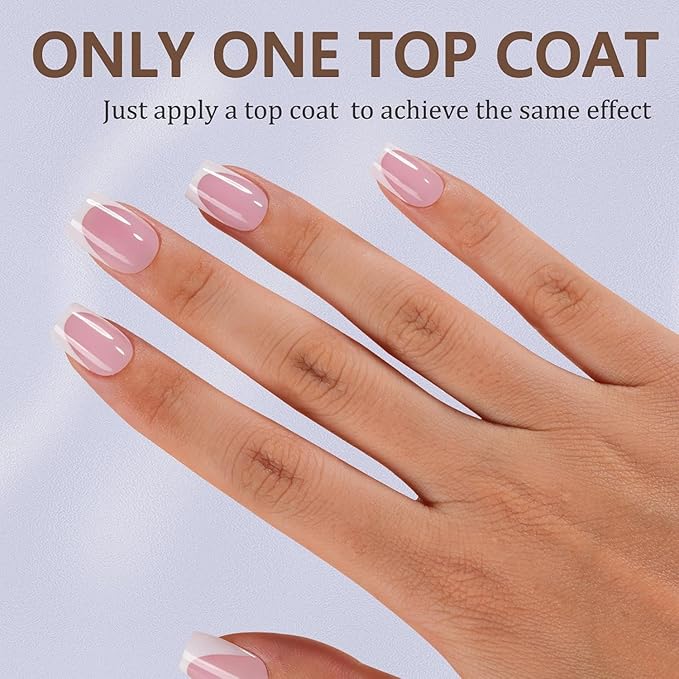 Misssix French Tip Press On Nails, 150Pcs French Gel Nail Tips Short Square, Pink White Soft Gel Fake Nails, X-BASIC Tips Starter Kit for Nail Art DIY 15 Sizes