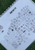 Nail Art Workbook Make Your own Nail Decal Stickers Reusable Gel Nail Design Practice Book for Gel Nail Polish Acrylic Nail foils Crystals Rhinestones Glitter Cartoon Nail Design Guide (1)