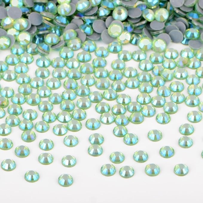 Bymitel Hotfix Crystal Rhinestones Round Gems Iron on DIY Jewelry Making Flat Back for Crafts,Peridot AB, 2mm(SS6/2880pcs)