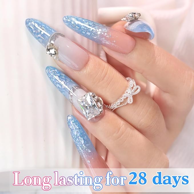 Double Rhythm 0.5Oz Glitter Gel Polish Same Color Same Bollte Shimmer Reflective Color for Nail Art Salon DIY Soak Off 15ml Nail Lamp Gel Polish at Home (Shell Blue-B1203)