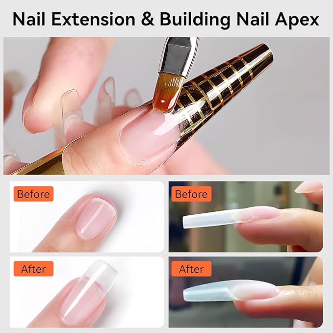 Makartt Clear Gel Builder: Nail Extension, Strong, Self-Levelling, Long Lasting for Strengthener Sculpture Broken Nails Repair Protection, UV LED Lamp Cure Required, Home Salon DIY Manicure 1.06 oz