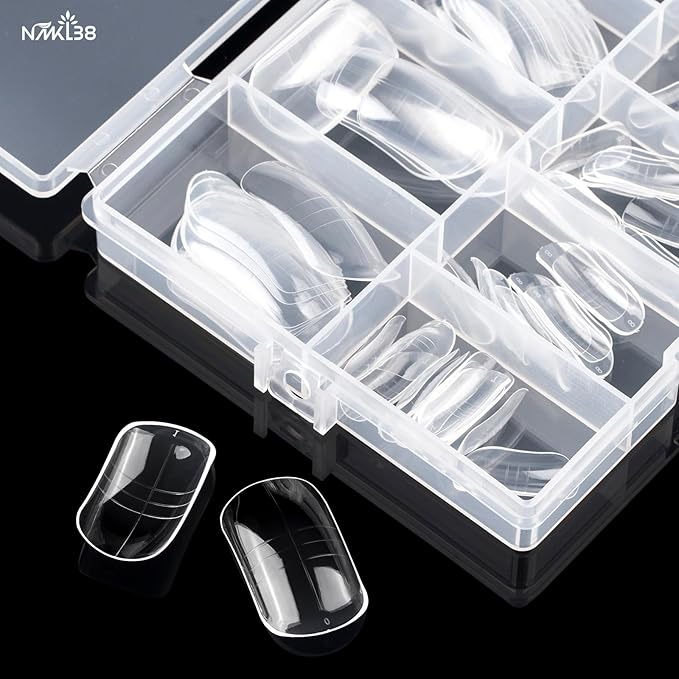 NMKL38 150PCS Dual Nail Forms 12 Sizes Extension Poly Nail Gel Full Cover Nail Molds With Scale Nail Art Design for Salon DIY at Home