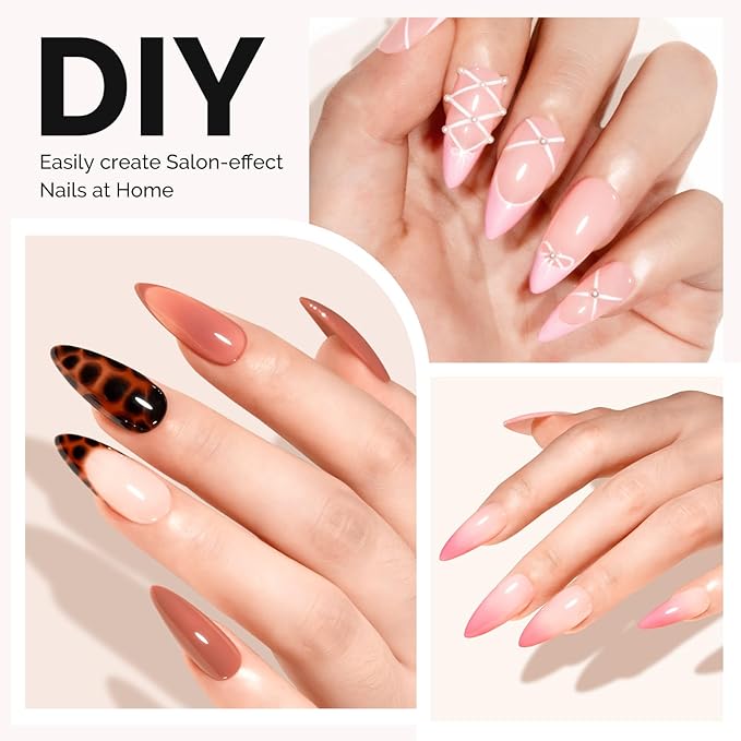 MelodySusie Medium Almond Stiletto X Nail Tips - 600Pcs 15 Sizes Clear Acrylic, Half Matte Full Cover Press on Nails for DIY Extension & Salon Use, Pre-Shaped for Long-Lasting Manicure