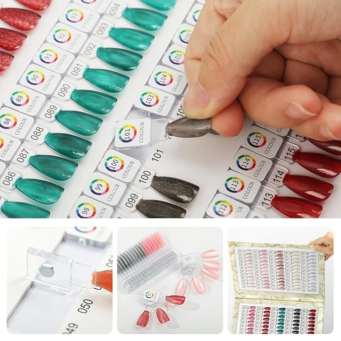 Magnetic Nail Swatch Book,120 Nail Color Display Book with 120 Magnetic Tips,Professional Nail Salon Color Display Book for Easy Preview & Storage