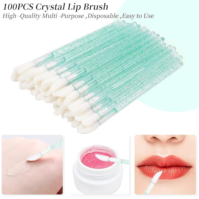 300 Pack Disposable Spoolies Brushes Sets Mascara Wand Lip Brushes Cotton Swab for Eyebrow Eyelash Extension Tattoo Lipstick Applicator(Green)