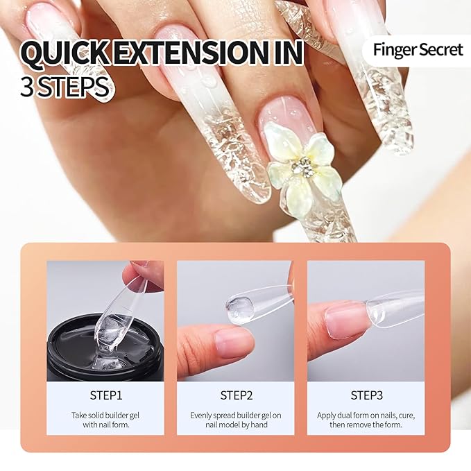 3D Gel Nail Art Kit-Warm Nude Solid Builder Gel for Nails 3D Sculpting Carving Building Modeling Hard Extension for Beginner DIY Salon at Home Cured Needed