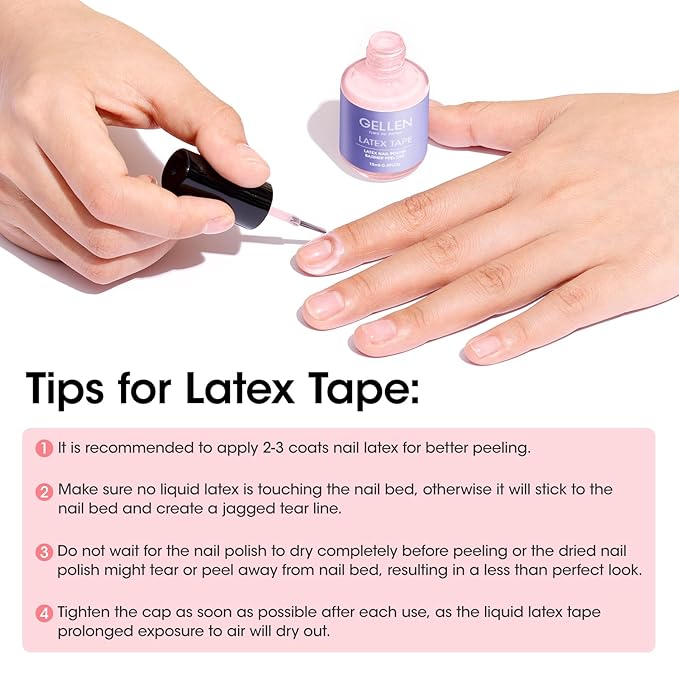 Gellen Liquid Latex for Nails, Peel Off Cuticle Guard for Nail Polish Skin Barrier Protector Nail Art Liquid Latex Tape for Manicure Home Salon 15ml Pink Cuticle Protectors Gifts for Women