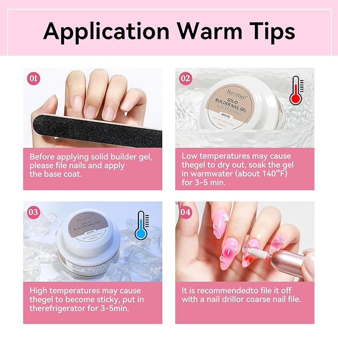 3D Nail Art Solid Builder Gel for Nails 3PCS, Clear White Pink 3D Sculpting Hard Gel Non-Stick Hand, for Modeling, Sculpture, Nail Extension UV/Led Manicure DIY at Home 18g*3Colors