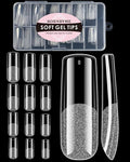 XXL Square Soft Gel Nail Tips, BORNBYME 120 PCS Half Matte False Nails Tips Nail Extenison Tips Gel Nail Tips Acrylic False Nail Tips