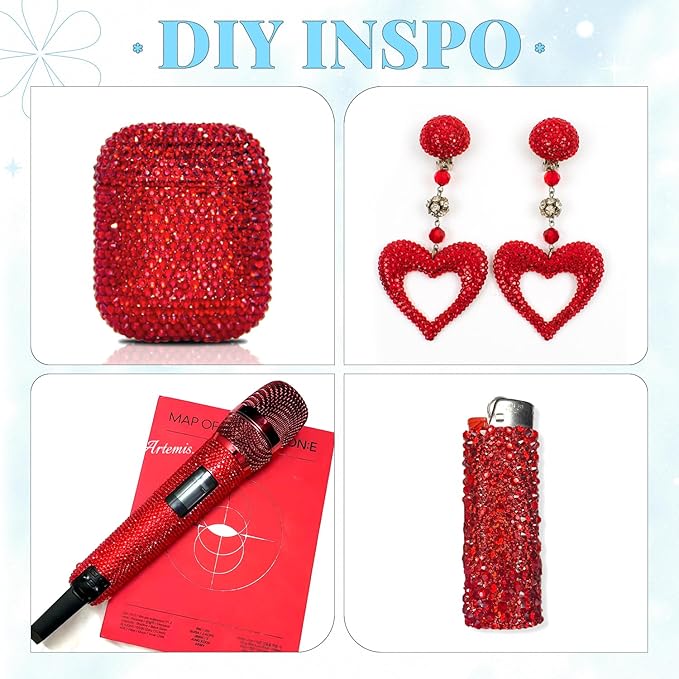 12000Pcs Resin Rhinestones for Bedazzling with 3Pcs B7000 Jewelry Glue, 2 Boxes Red Flatback Rhinestones for Crafting Crafts DIY, Crystals Gems for Clothing Shoes Tumblers Nail Art Makeup