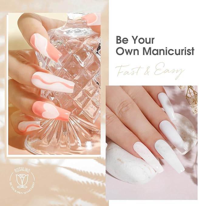 ROSALIND Opal White Poly Extension Gel, 2 oz White Poly Nail Gel for Nail Art Decoration, Nails Thickening Extension Easy to DIY Use at Home Need UV Lamp (Update Version)