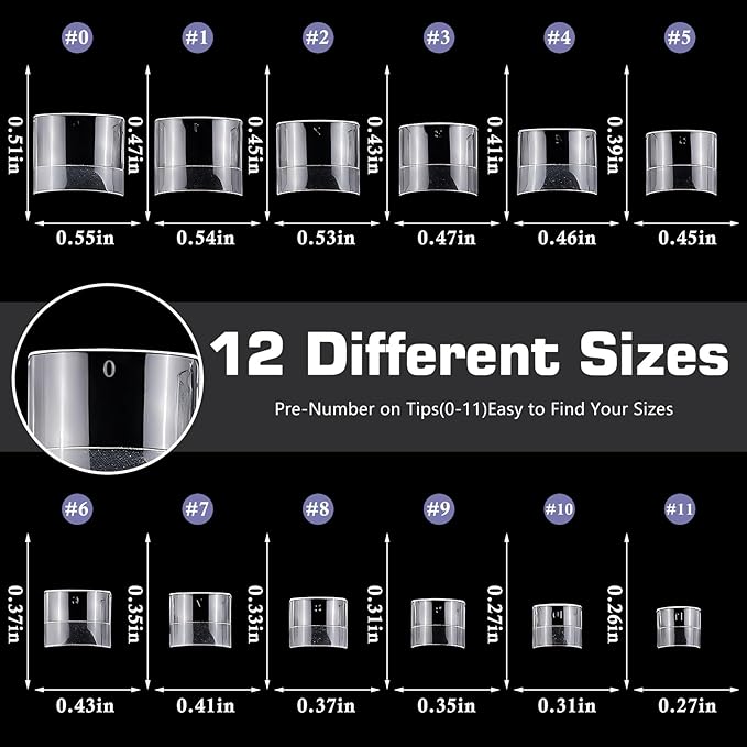 600pc Soft Gel Toe Nail Tips Short Fake Toenail Tips Square Fake Toe Nail Tips for Toes Press on Toeails, Clear False Toe Nail Press ons, 12 Sizes French Artificial Toe Tips Acrylic Nails