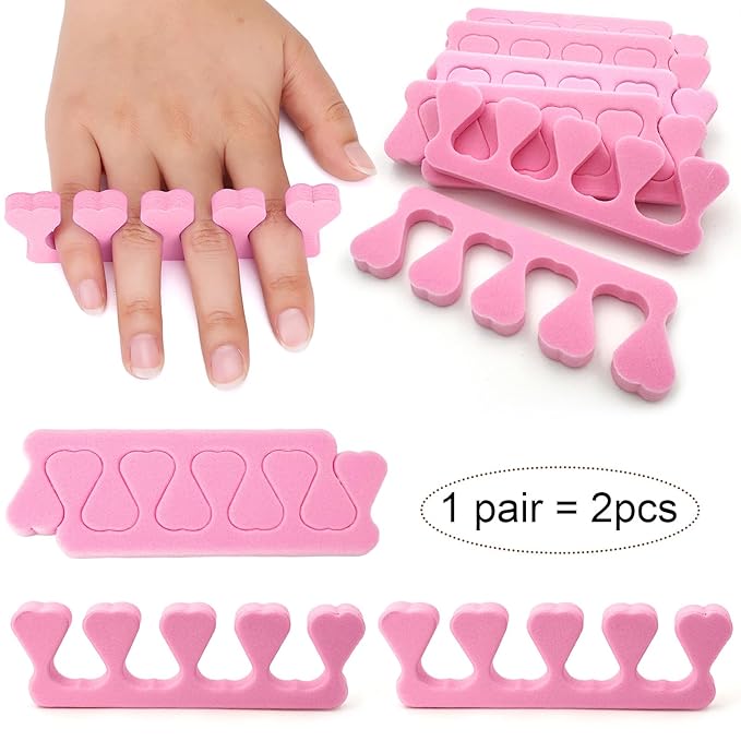 50pcs Toe Separators for Nail Polish, Soft Sponge Pedicure Toe Separators for Women Nail Polish, Premium Toenail Divider Polishing Tool Kit 5 Colors