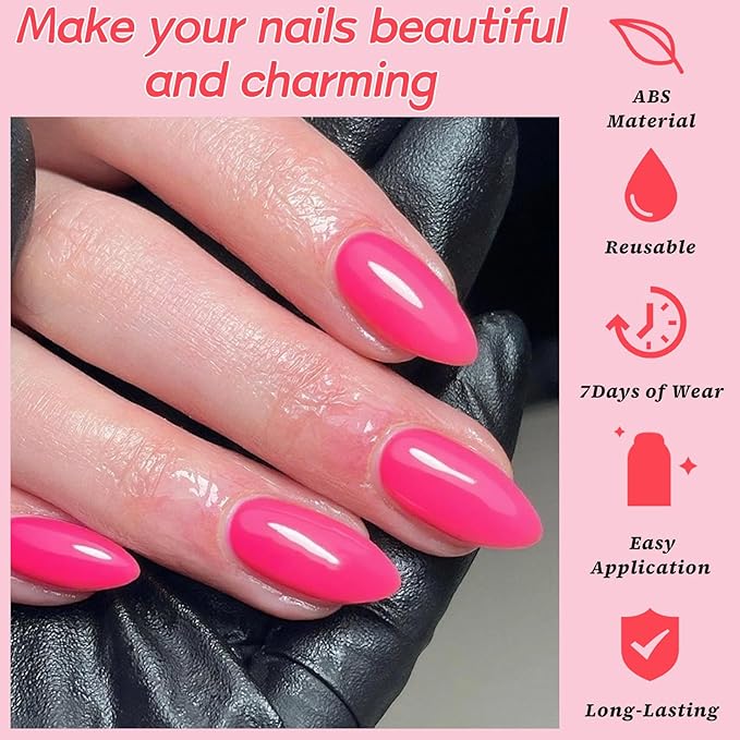 120pc Hot Pink Almond Press on Nails Short Fake Nails Press ons for Women Acrylic Nails Press on Nails&Glue Tabs, Short Pink Press on Nails Almond False Nail Stick on Artificial Fingernail