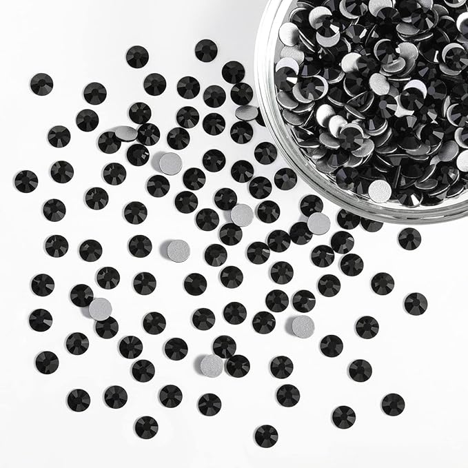 Beadsland Flatback Rhinestones Bulk,14400pcs Black Rhinestones for Nails Crafts Clothes DIY Decoration, Jet Black, SS20, 4.6-4.8mm