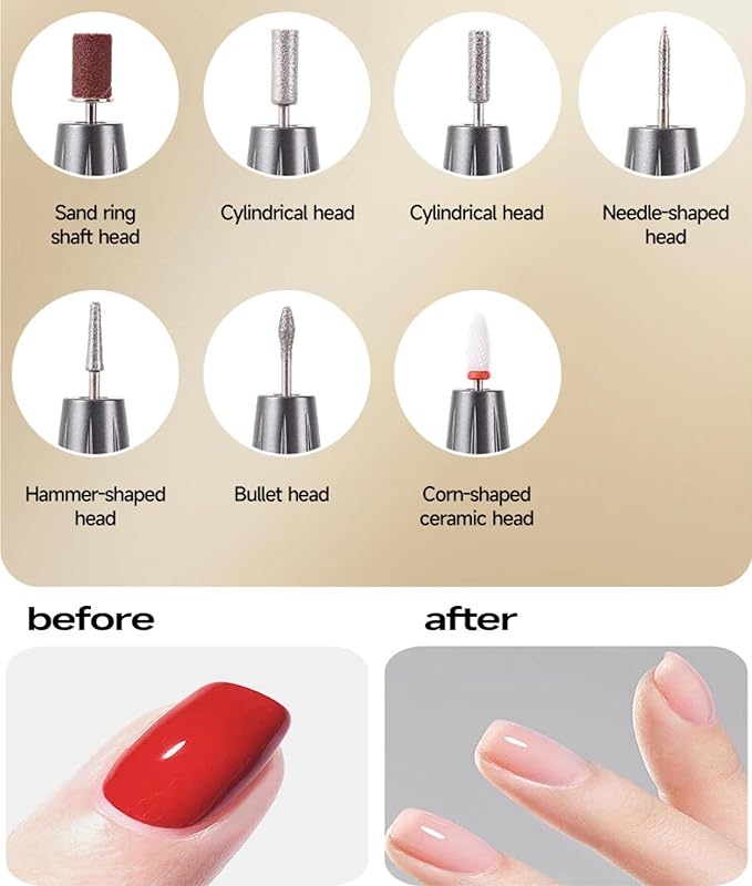 Cordless Nail Drill, Nail Drill Professional,15 Adjustable Speeds & 2 Direction Electric Nail File Kits, Portable Electric Nail Grinder Kits for Home Salon Manicure Pedicure Beginners(White).