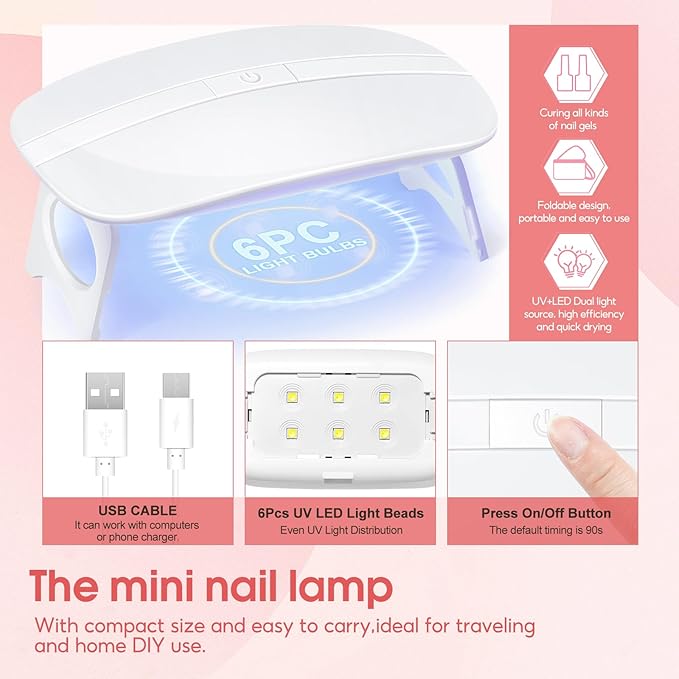 PEACECOLOR Poly Nail Gel Kit, 15 Colors Poly Nail Extension Gel with Nail Lamp Slip Solution Nail Starter Kit with Base Top Coat Manicure DIY Nail Art Salon Kit