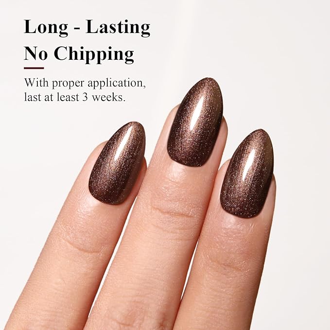 Imtiti Pearl Gel Nail Polish,0.5 Fl Oz Brown Glitter Drawing Gel Polish Shell Thread Shimmer Mermaid Nail Gel Polish Soak Off UV LED for Home DIY Nail Art Manicure Salon
