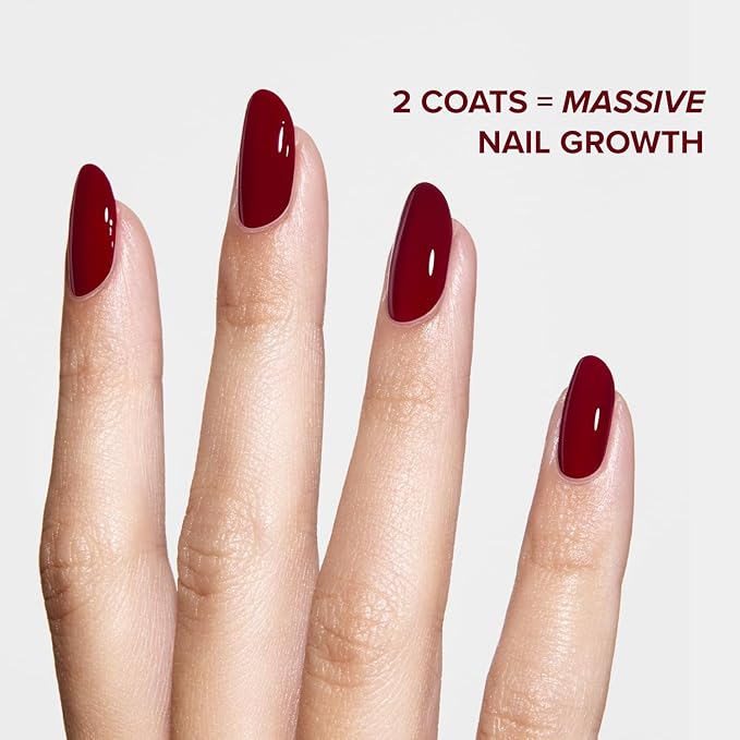 Static Nails 5-in-1 Rapid Growth Treatment Polish, Clinically Proven Hardener & Strengthener, Built-in Top & Base Coat, Quick Dry Formula, Repairs & Lengthens – Tongue Tied (Dark Cherry Red) 0.4 Fl Oz