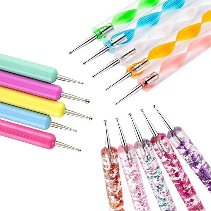 15 PCS Nail Dotting Tools Nail Art Tools Kit, Gel Polish Acrylic Nail Tools, Nail Design Tools Nail Dotting Pen for Nail Art