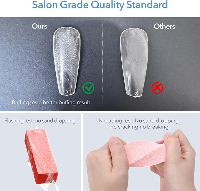 Nail Buffers, 10pcs Buffering Block 3 Way Coarse Grit 60/60/60, 3.5" Long, Pre Application Buff for Acrylic Nail Gel Polish Nail, Pedicure, Manicure, Orange