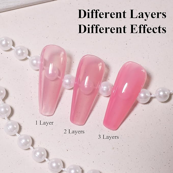 Imtiti Pink Jelly Gel Nail Polish, Sheer Translucent UV Gel Polish for Nail Art Soak off UV Led 10ML
