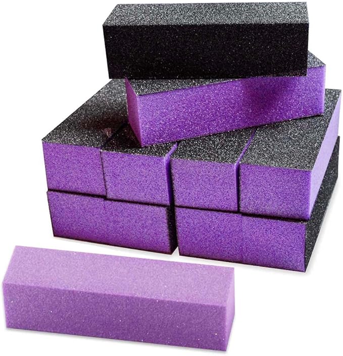 Karlash 10 Pcs Purple Black Nail Buffer Sanding Block Polisher Buffing File Nail Art Manicure Pedicure File 60/100 (Purple)