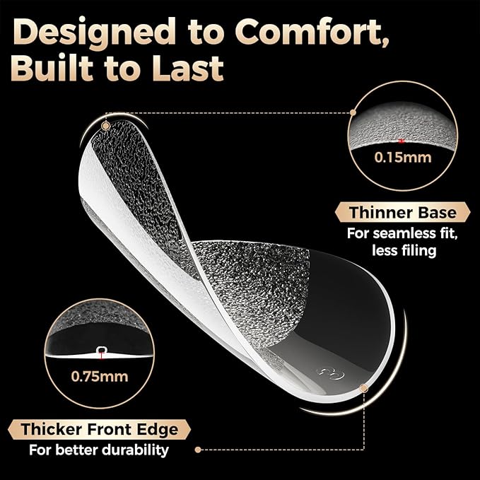 Short Oval Round Nail Tips: 504Pcs Tri-Layer Core Soft Gel Short Nail Tips Pre-shaped Oval Shape Half Matte Full Cover No Filed Clear Press on Nails Extension DIY Salon 12 Sizes