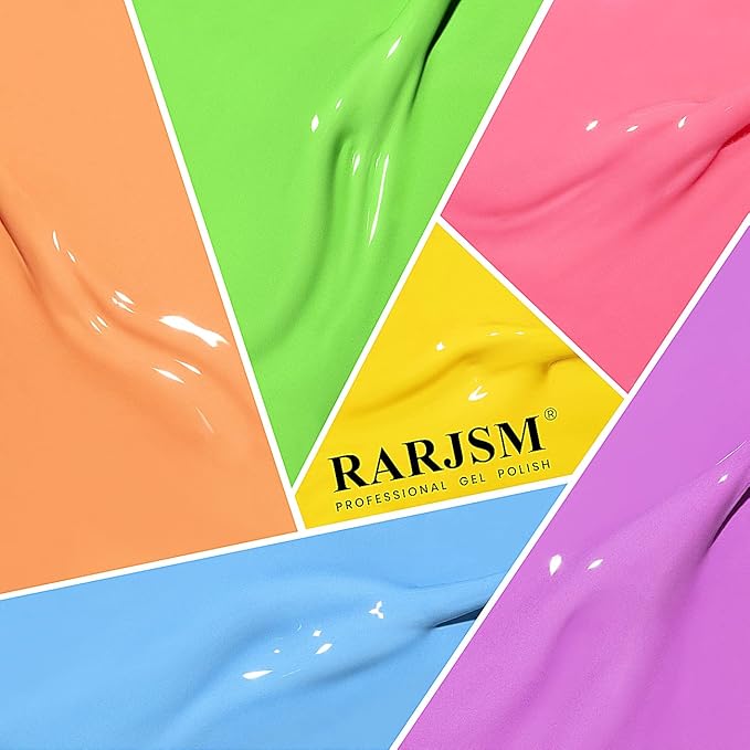 RARJSM Nail Art Liner Gel Polish 6pcs Set Marshmallow Pastel Yellow Green Blue Purple Orange Pink Spring Summer Colors Line Gel Painting for Nail Design Bulid in Thin Brush Curing Requires 8ml
