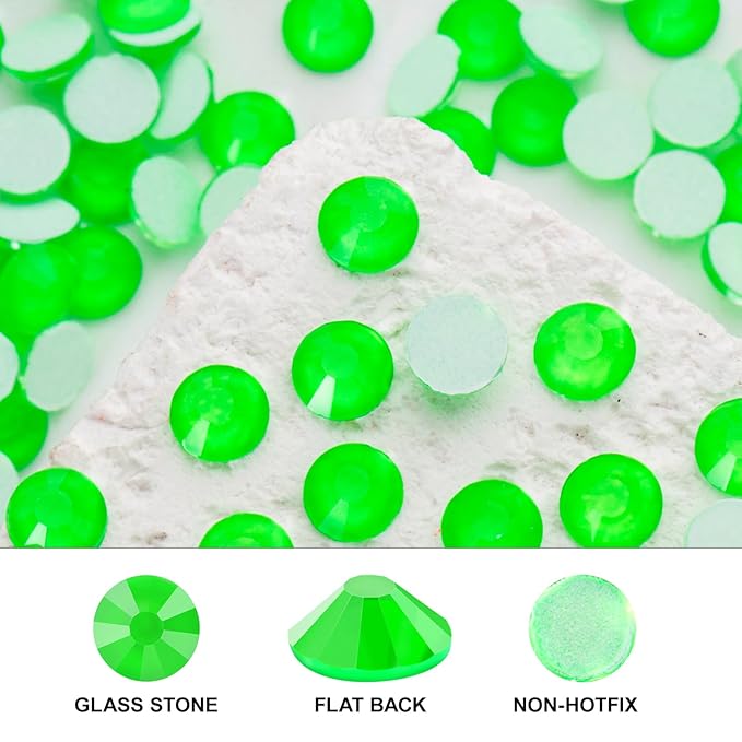 Novani 576 Pieces Flatback Rhinestones Glass Round Gems Neon-Green Crystals for Nail Art DIY Crafts Clothes Shoes,SS30,6.4-6.6mm