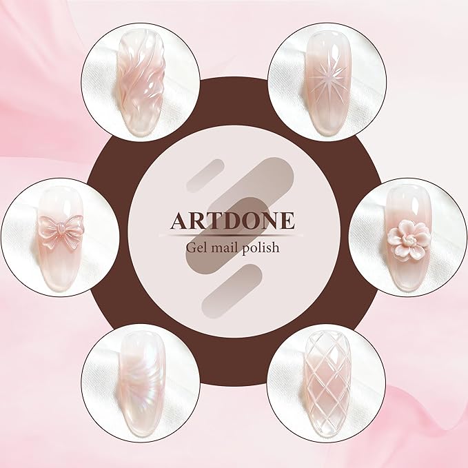 Artdone Gel Nail Polish Sheer Jelly Light Pink Clear Hema-free For All Seasons Neutral Soak Off LED Lamp Needed For Manicure Nail Art