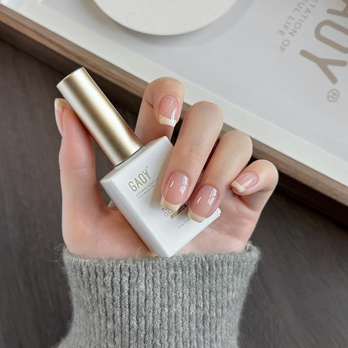 GAOY Nude Swirl Gel Nail Polish Art Liner, 12ml Skin Tones Neutral Color Nail Paint Design with Thin Brush, UV Light Cure for DIY French Manicure at Home