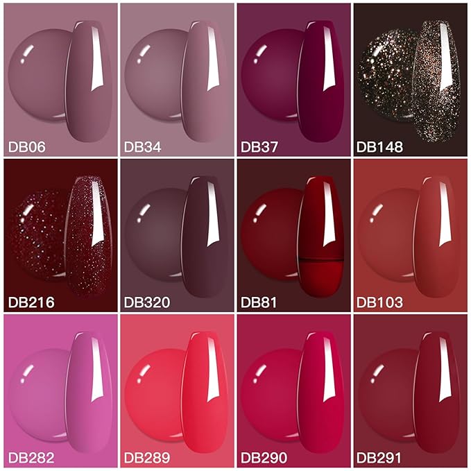 MTSSII Red Gel Nail Polish Set 12 Colors, Bloody Mary Collection Popular Shimmer Red Burgundy Gel Polish Dark Red Purple Champagne Glitter Nail Polish Gel Manicure DIY Salon Nail Art Gifts