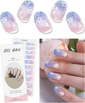 JMEOWIO Gel Nail Stickers Light Purple Pink Flower Semi Cured Gel Nail Strips Wraps UV/LED Nail Supplies Nail Art Design Decoration Accessories
