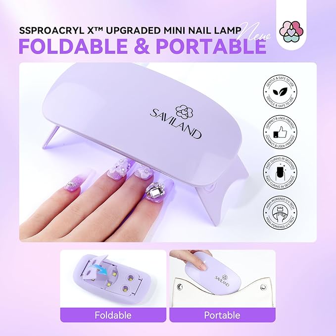 SAVILAND Professional Acrylic Nail Kit with Drill: Nail Kit Acrylic Set with 4OZ High Volumn EMA Monomer Nail Table Mat Essential Oil Nail Brush Nail Drill Kit Nail Extension Carving Women DIY Salon