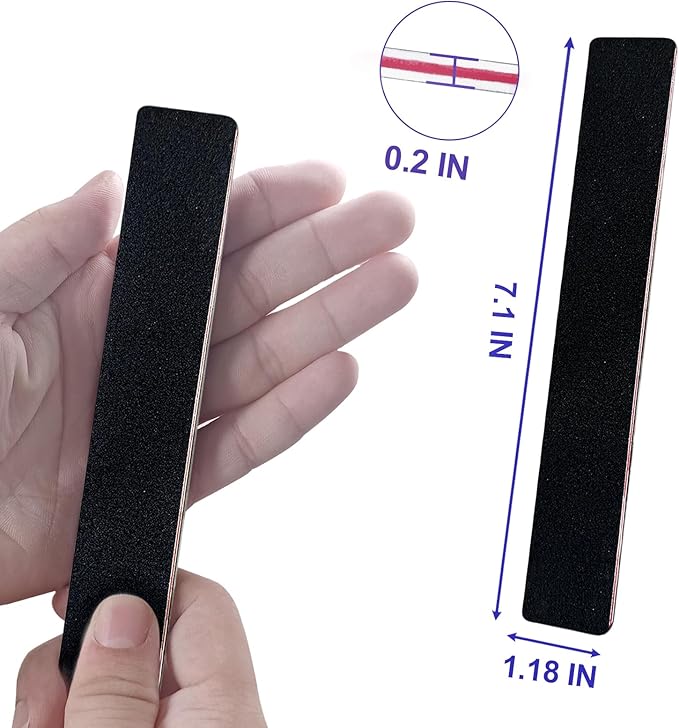 Nail Files (12 Pack), Emery Board Nail File for Acrylic Nails and Natural Nails, 100/180 Grit Double Sided Emory Boards Professional Nail Filer Reusable Washable Manicure Square Black
