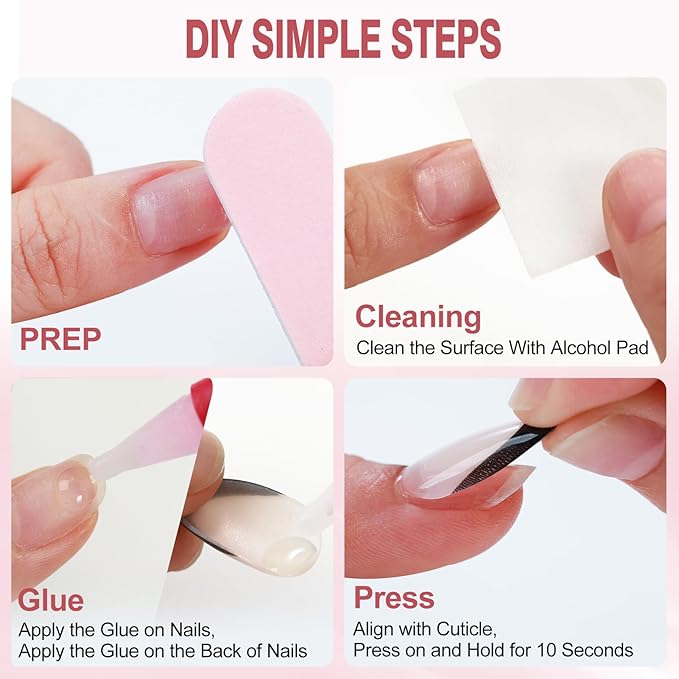 Rnker Press On Nails - Black, Almond Black Top gel Nails with Bright Finish, 15 Sizes - 30 Nail Kit with Glue