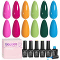 beetles Spring Gel Polish Set - 6 Color Gel Nail Polish Hot Pink Green Blue Orange Rainbow Boundless Energy Collection Holiday Nail Art Design Soak Off Uv LED Manicure DIY Home