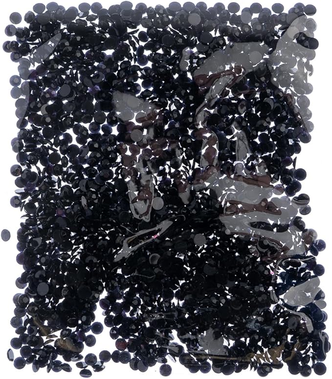 John Bead 2000 Pieces 4mm (SS16), Black, Acrylic Round Flat Back Rhinestones for Jewelry Making, DIY Crafts, Nail Art, Face Makeup, Clothes