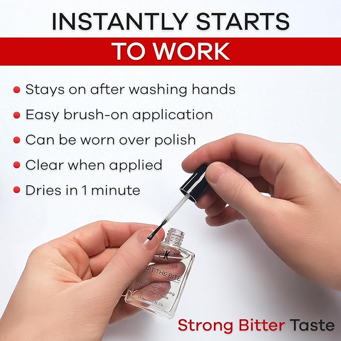 Ellie Chase Stop Nail Biting Deterrent Treatment Polish Extra Bitter Taste 0.5 Oz | Stop Putting Fingers In Your Mouth | Safe For Adults & Kids | Helps Nail Growth Made in USA | DBP Free, TPHP Free