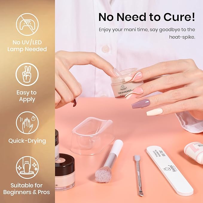Beetles Nail Dip Powder Kit 20 Colors Nude Pink Glitter Quick Drying Dipping Powder Color Set for French Nail Art Manicure DIY Salon Gift for Women