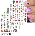 Halloween Nail Stickers for Nail Art Cute Ghost Pumpkin Bat Scary Anime 3D Self-Adhesive Nail Decals Nail Art Supplies Nails Design Manicure Stickers for Nails Decoration 6Sheets