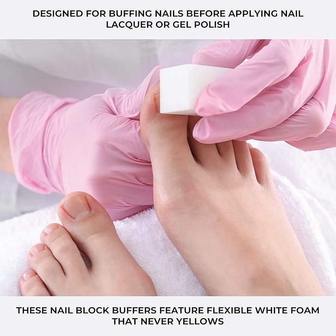 ForPro Professional Collection Super White Buffing Block, 240 Grit, Four-Sided Manicure and Pedicure Nail Buffer, 3.75” L x 1” W x 1” H, 20-Count