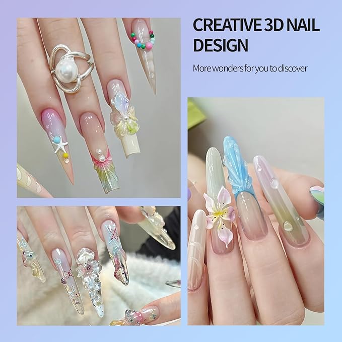3D Gel Nail Art Kit-Solid Builder Gel for Nails 3D Sculpting Carving Building Modeling Hard Extension for Beginner DIY Salon at Home Cured Needed