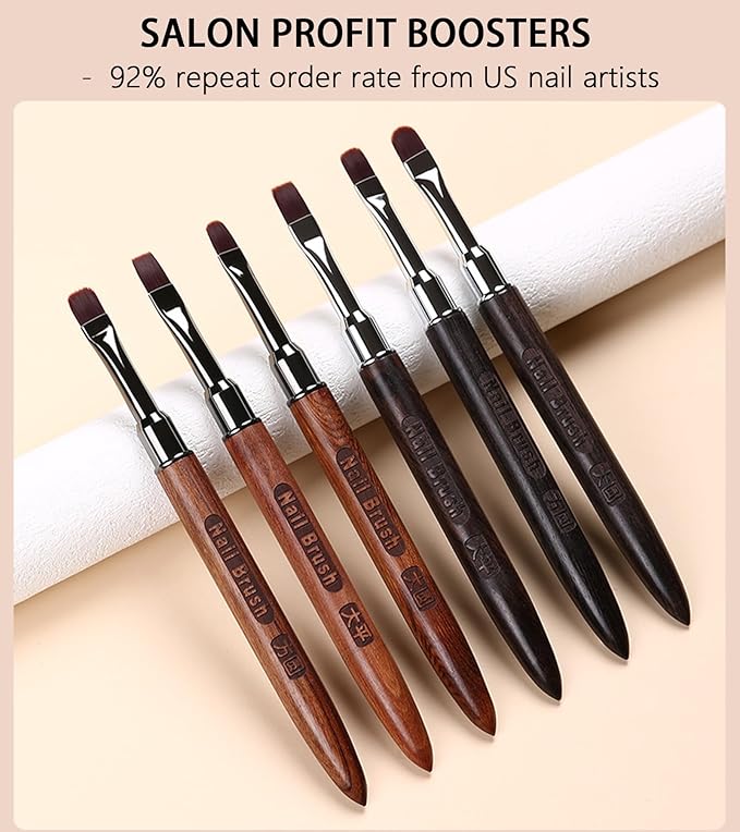 Wood Flat Nail Clean Up Brush, Cleaning Polish Mistake On The Cuticles, Nails Art Flat Brushes for Builder Gel | French Tips | Salon & Home Use | Nail Artists & DIY Enthusiasts
