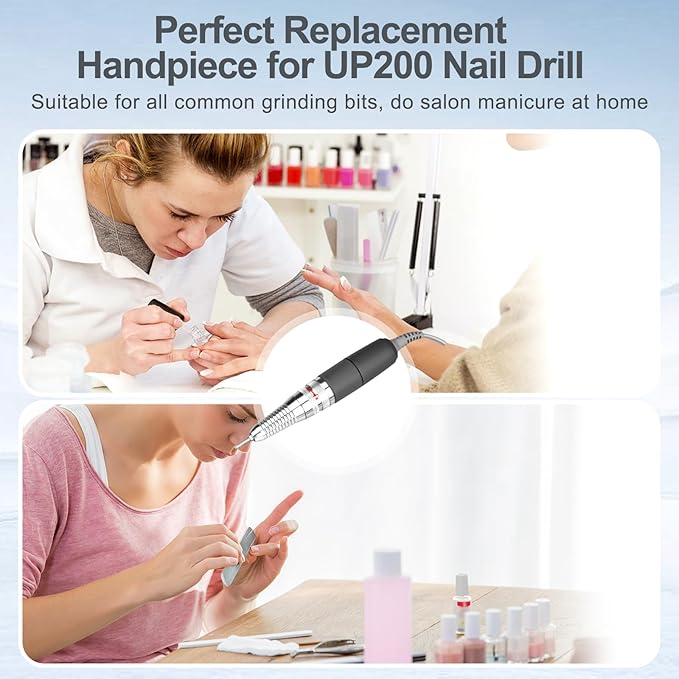 Nail Drill Handpiece for UP200 Machine, Compatible with KUPA KP55, KP60, KP5000, HoMove 35000RPM Professional Electric Nail File Handle Replacement 3 Pins, Low Noise and Comfortable (Only Handpiece)