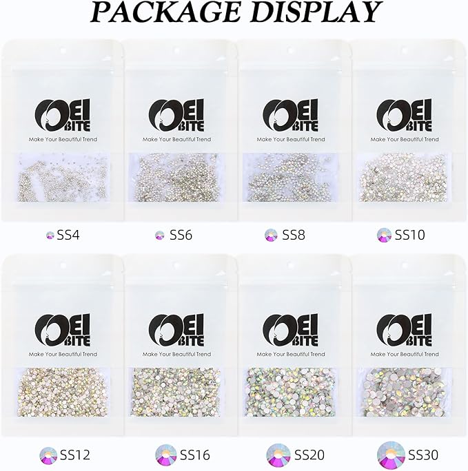 Crystal AB Flatback Rhinestones, Glass Rhinestones for Nail Art and Craft, Glue Fix, Loose Crystal Gemstones(Crystal AB, SS16, 1440pcs, 3.8-4.0mm)