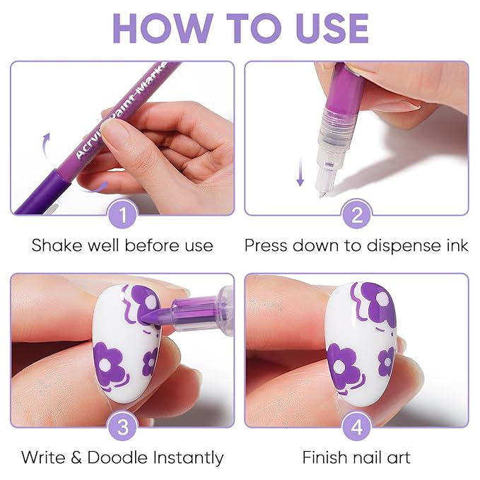 AIMEILI 12 Colors Nail Art Pens Set, Fine Tip Acrylic Paint Pens for Salon & Home DIY Nail Design, Dotting Drawing Liner Brush for Manicure, Nail Polish Art Decoration Kit 1